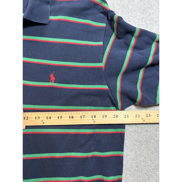 Polo by Ralph Lauren Polo Shirt Men's L Short Sleeve Blue Red Green Stripe - Picture 7 of 9